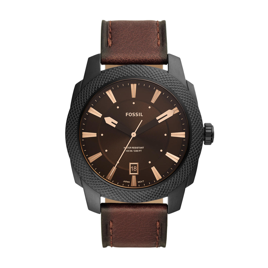 Machine Three-Hand Date Dark Brown LiteHide™ Watch