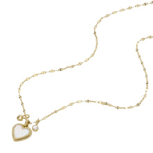 Load image into Gallery viewer, I Heart You White Mother of Pearl Necklace and Earrings Set
