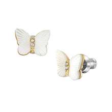 Load image into Gallery viewer, Radiant Wings White Mother of Pearl Stud Butterfly Earrings
