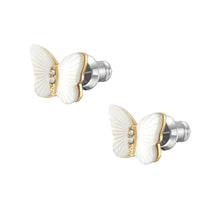 Load image into Gallery viewer, Radiant Wings White Mother of Pearl Stud Butterfly Earrings
