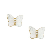 Load image into Gallery viewer, Radiant Wings White Mother of Pearl Stud Butterfly Earrings
