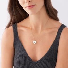 Load image into Gallery viewer, Locket Collection White Mother of Pearl Chain Heart Necklace
